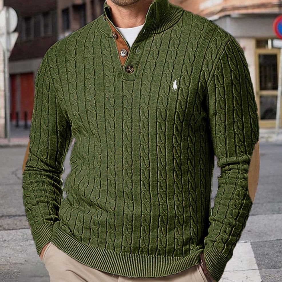 Jersey liso de punto por cable para hombre