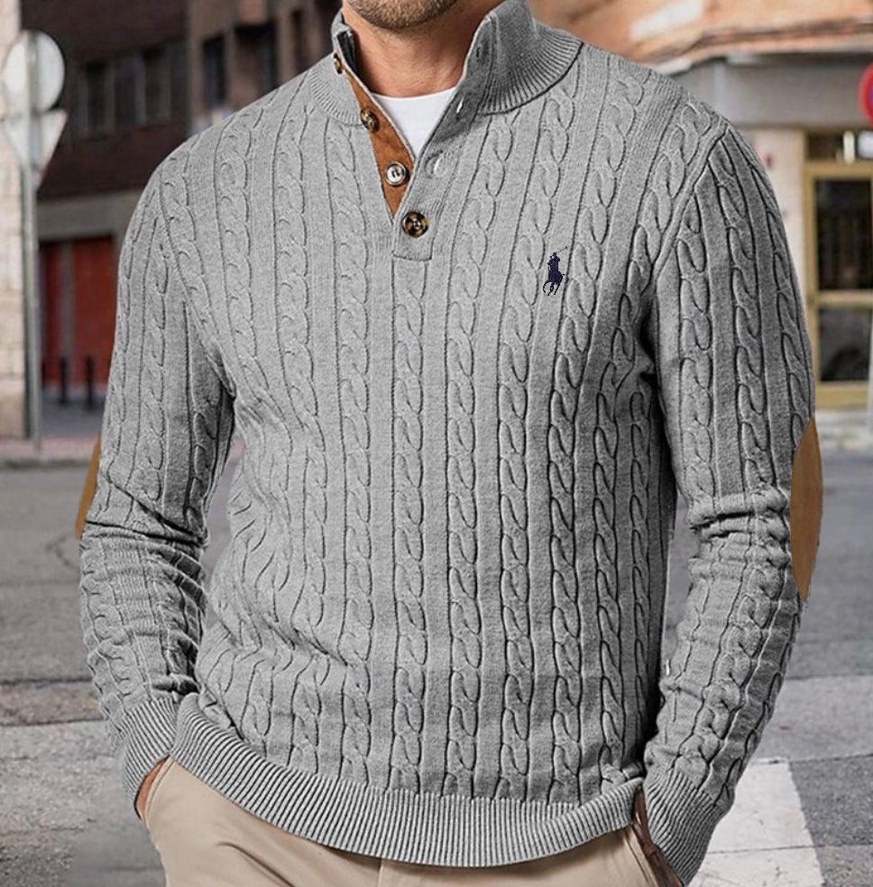 Jersey liso de punto por cable para hombre